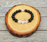 Selenite & Black Tourmaline Protection Bracelet | Aura Shield by Brahmatells