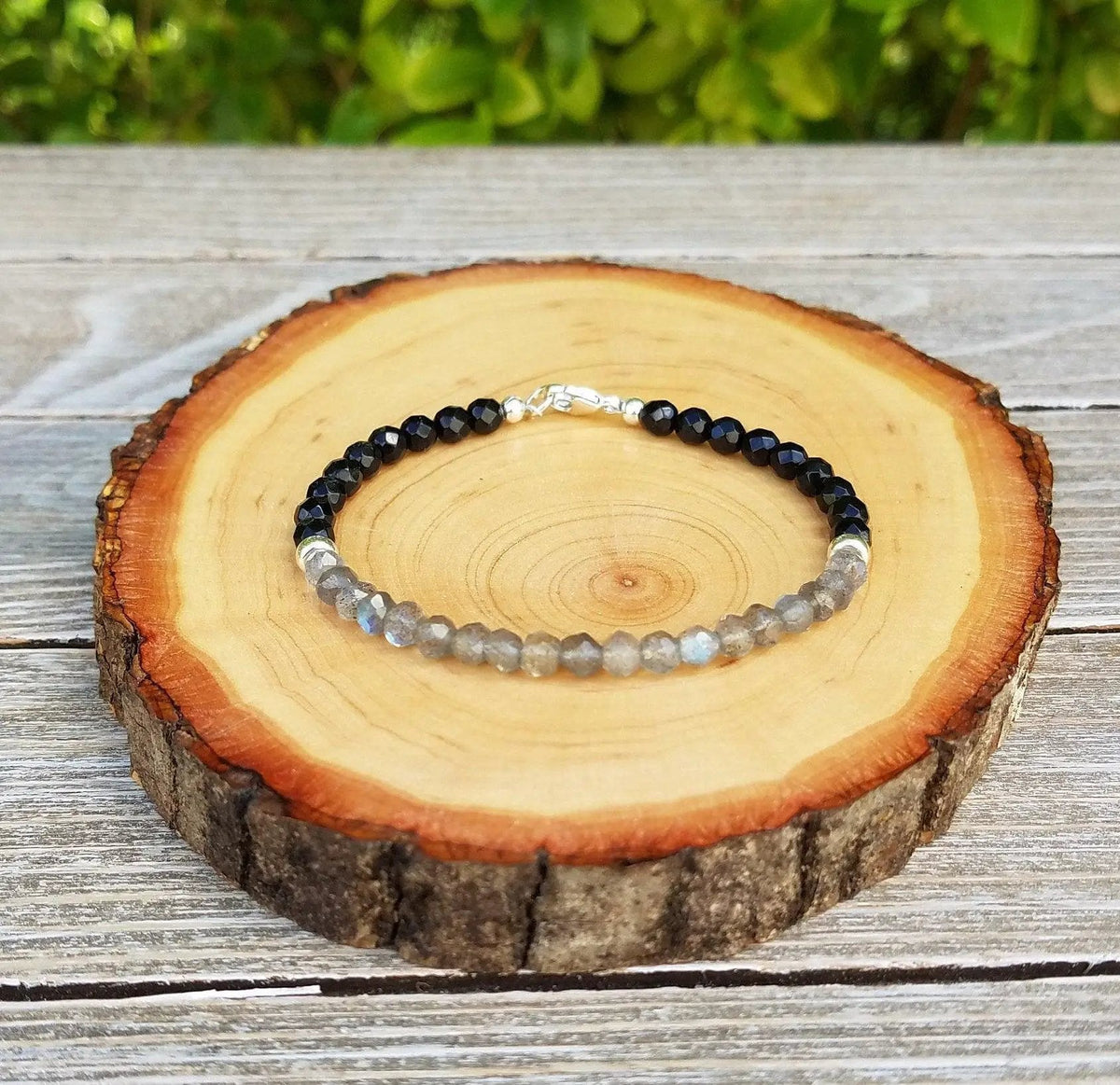 Labradorite & Black Onyx Protection Bracelet | Aura Shield by Brahmatells