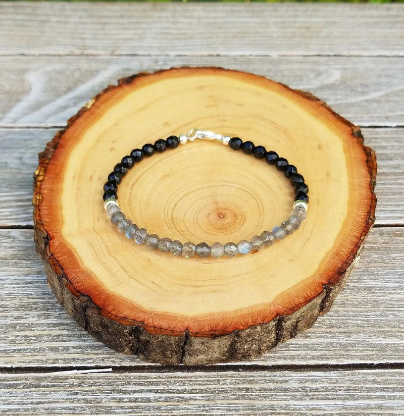 Labradorite & Black Onyx Protection Bracelet | Aura Shield by Brahmatells