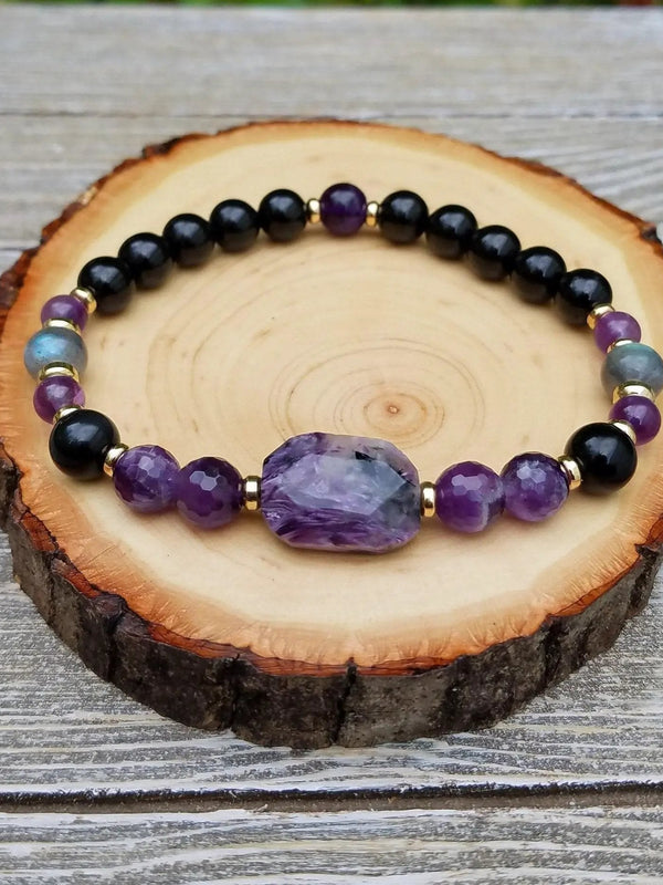 Charoite Protection Bracelet – Shielding Crystal Blend by Brahmatells