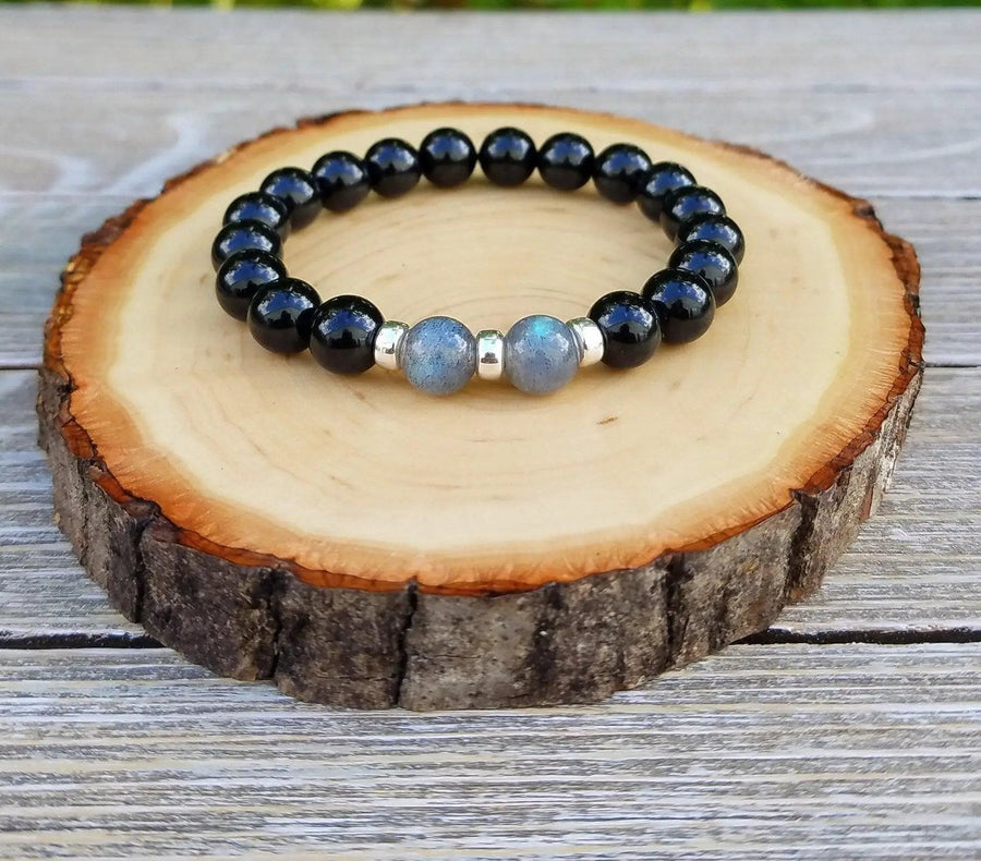 Protection Bracelet | Black Tourmaline & Labradorite Beaded Jewelry by Brahmatells