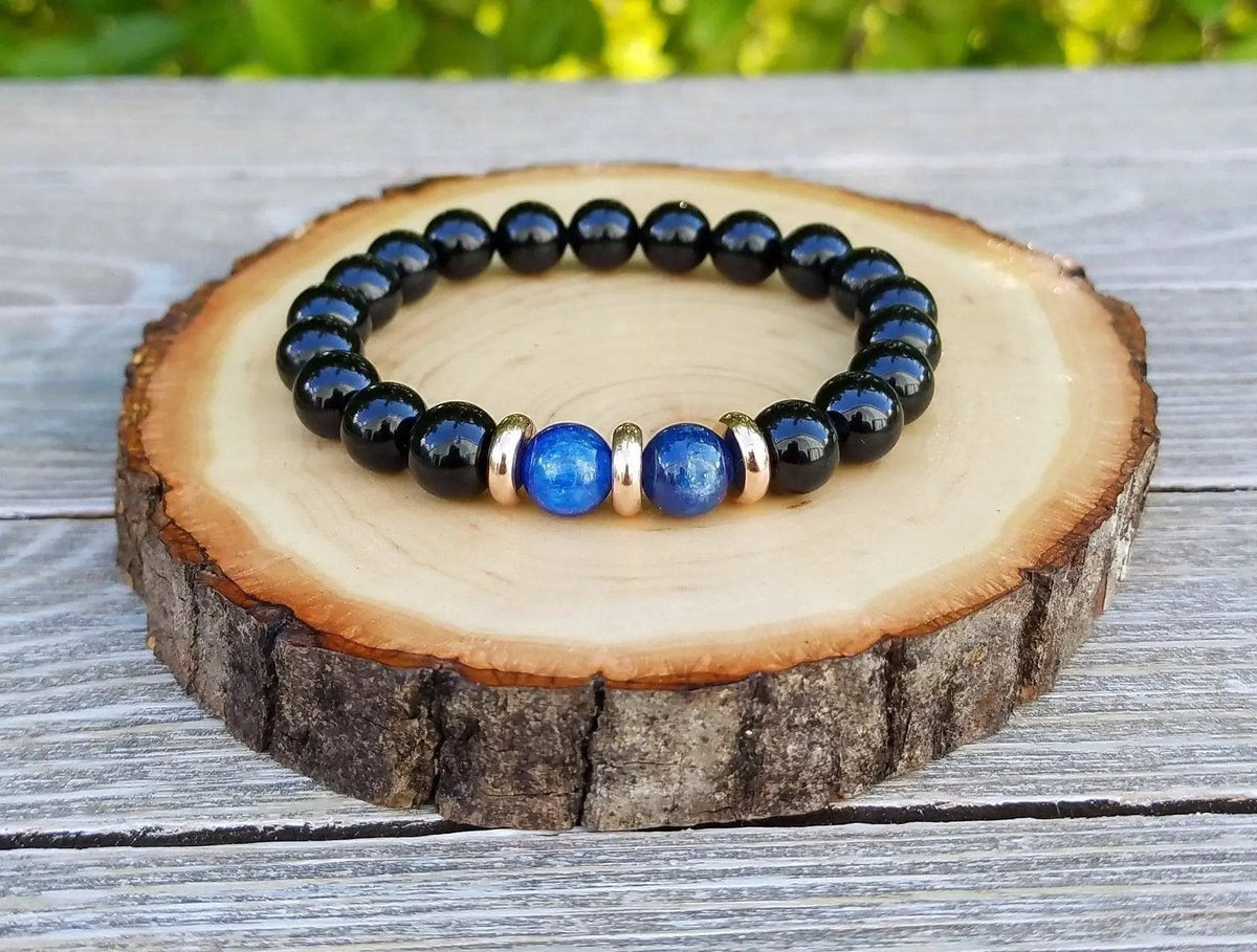 Kyanite & Black Tourmaline Protection Bracelet | Energy Shield Jewelry by Brahmatells