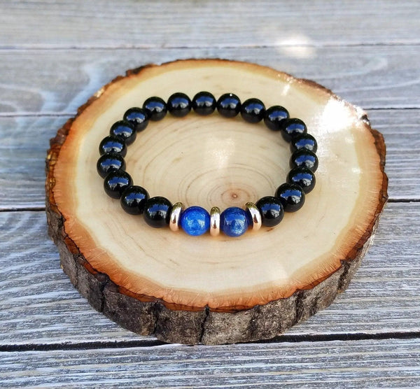 Kyanite & Black Tourmaline Protection Bracelet | Energy Shield Jewelry by Brahmatells