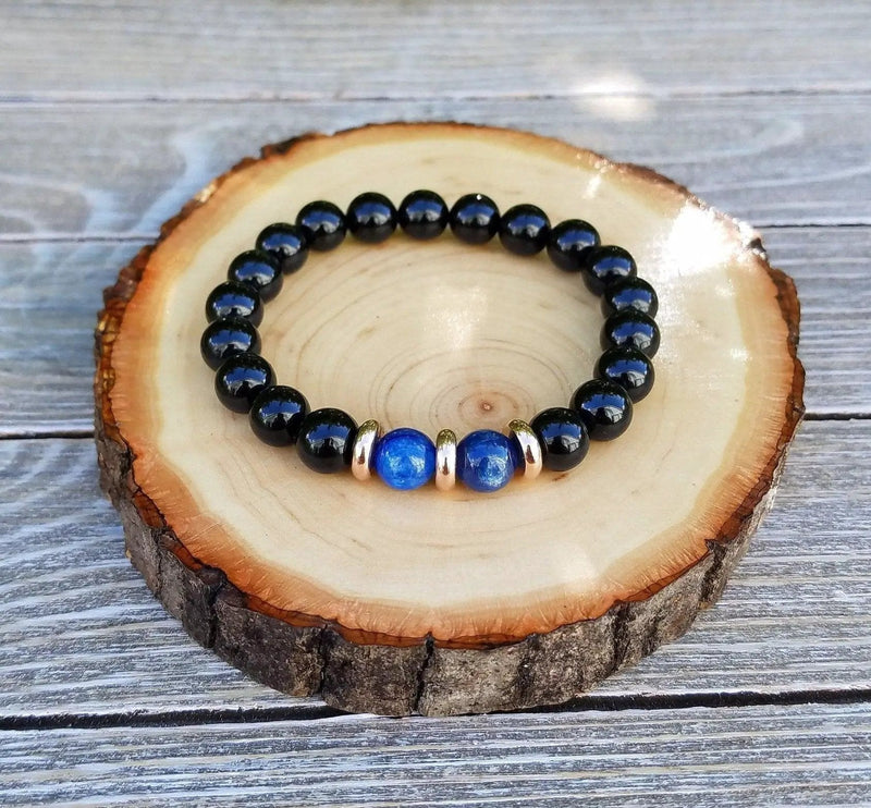Kyanite & Black Tourmaline Protection Bracelet | Energy Shield Jewelry by Brahmatells