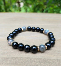 Protection Bracelet | Labradorite & Black Tourmaline Beaded Jewelry by Brahmatells