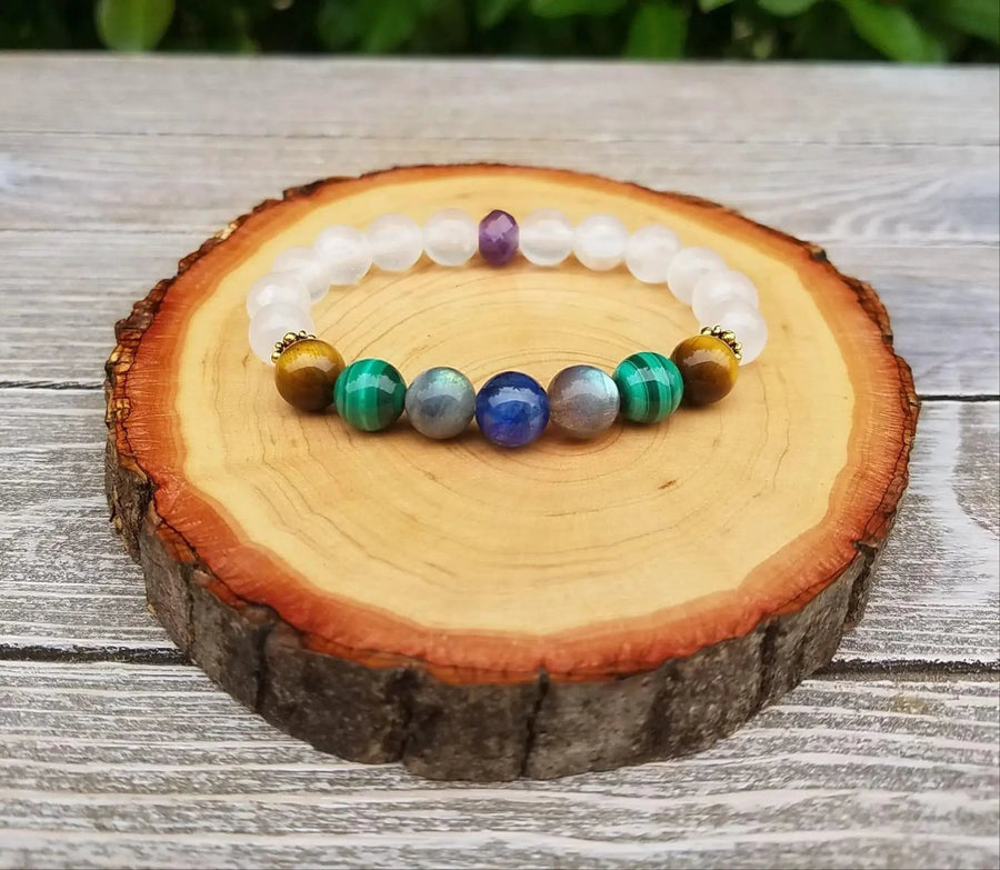 Empath Protection Bracelet – Selenite, Kyanite & Amethyst by Brahmatells