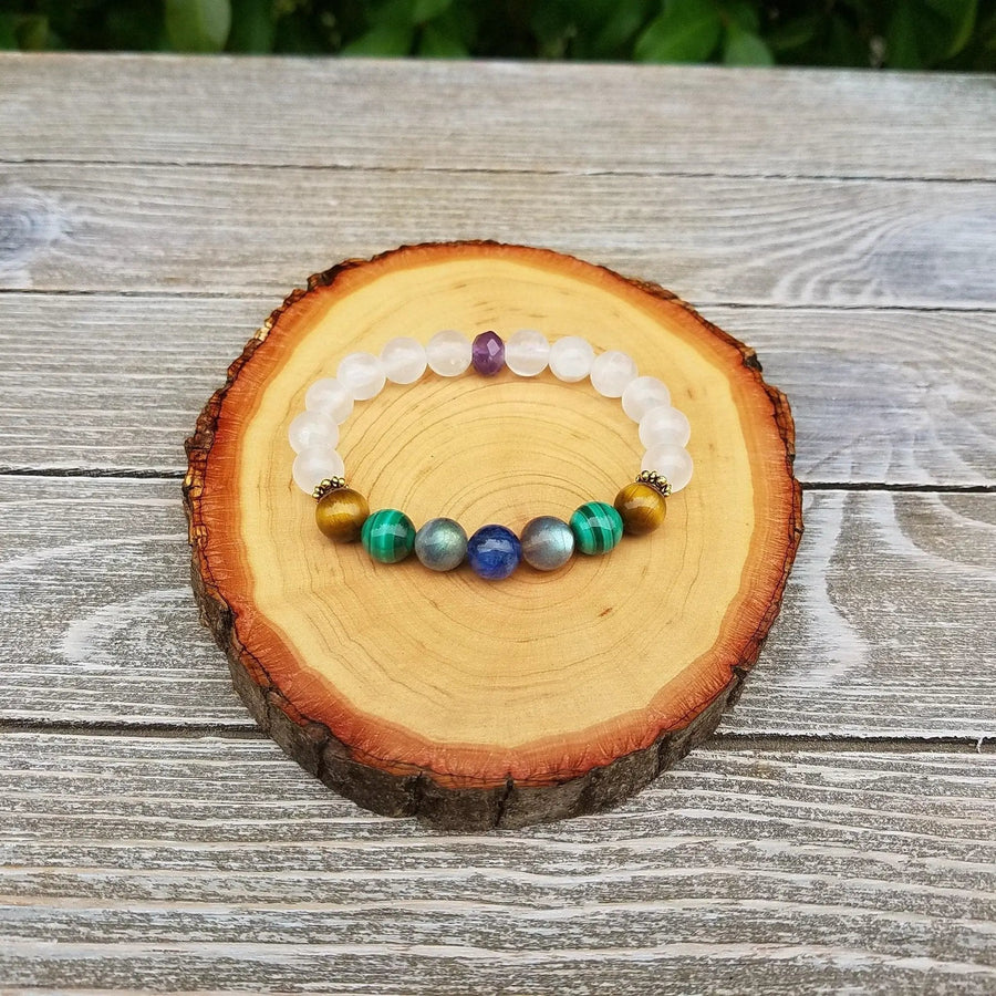 Empath Protection Bracelet – Selenite, Kyanite & Amethyst by Brahmatells