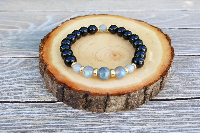 Labradorite & Black Tourmaline Protection Bracelet | Energy Shield by Brahmatells