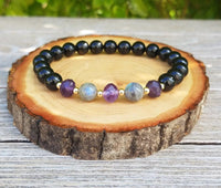 Psychic Protection Bracelet | Labradorite, Amethyst & Black Tourmaline by Brahmatells