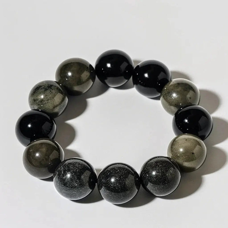 Pyrite and Black Obsidian Bracelet - Elegant Protection by Brahmatells