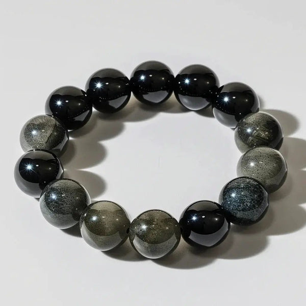Pyrite and Black Obsidian Bracelet - Elegant Protection by Brahmatells