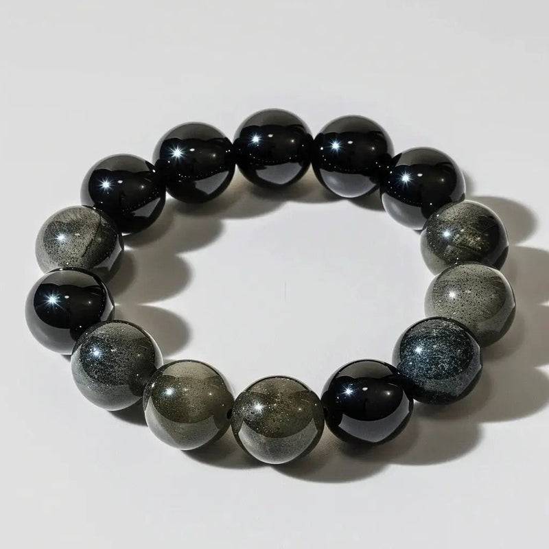 Pyrite and Black Obsidian Bracelet - Elegant Protection by Brahmatells