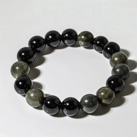 Pyrite and Black Obsidian Bracelet - Elegant Protection by Brahmatells
