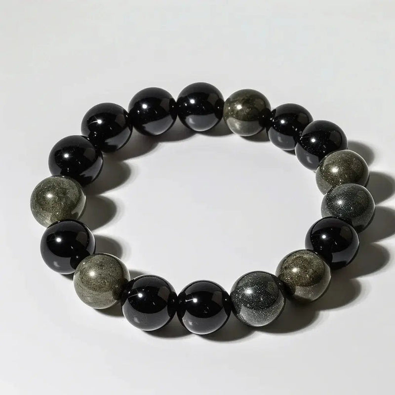 Pyrite and Black Obsidian Bracelet - Elegant Protection by Brahmatells
