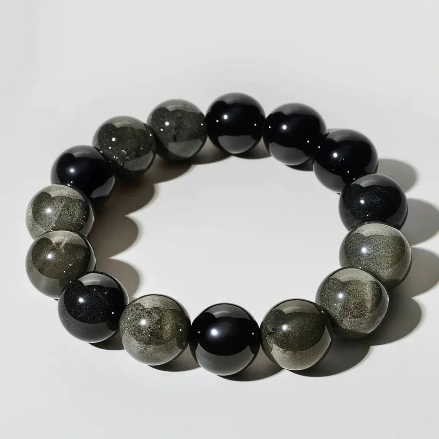 Pyrite and Black Obsidian Bracelet - Elegant Protection by Brahmatells
