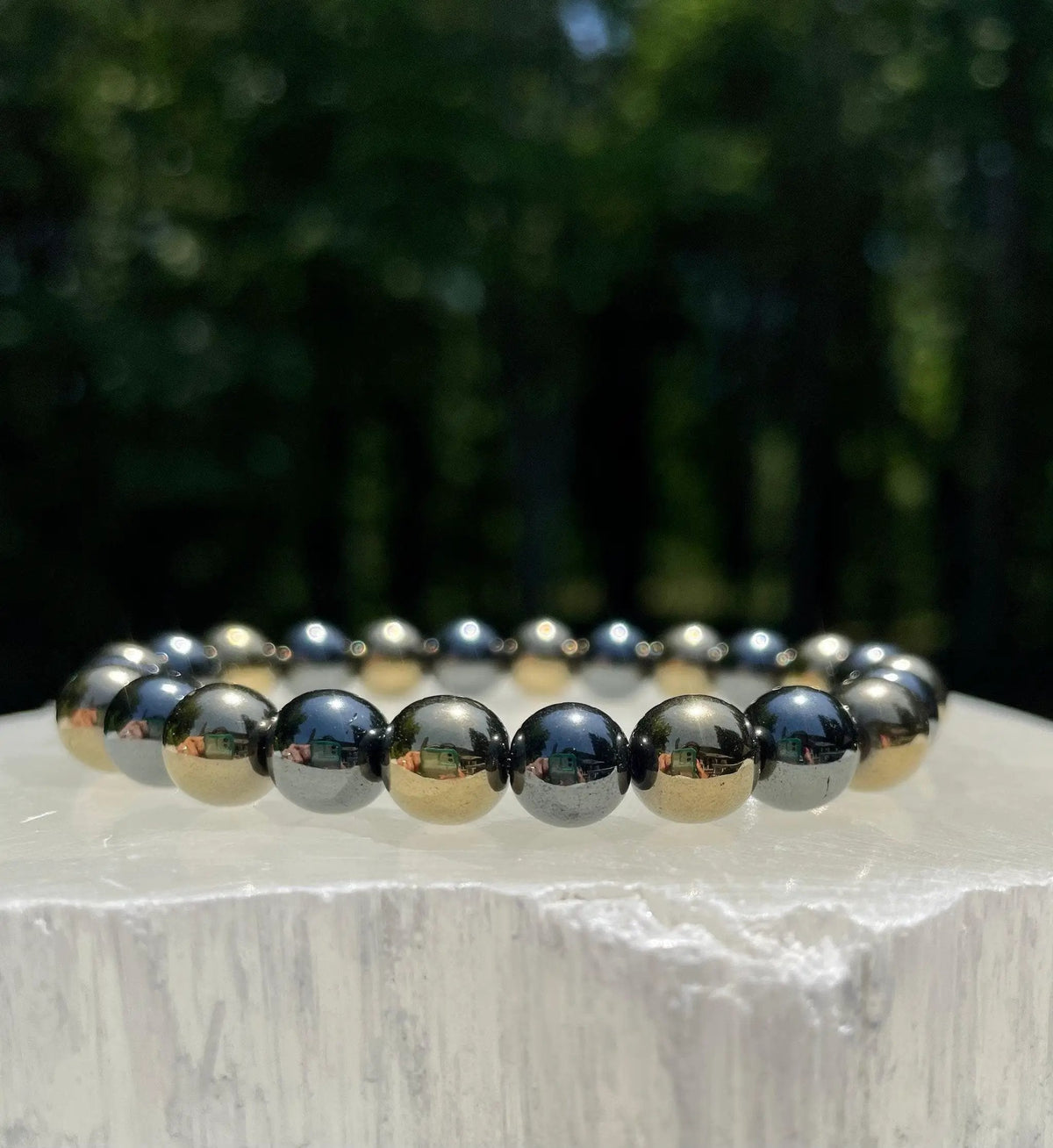 Pyrite and Hematite Bracelet – Bold Crystal Energy Blend by Brahmatells