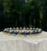 Pyrite and Hematite Bracelet – Bold Crystal Energy Blend by Brahmatells