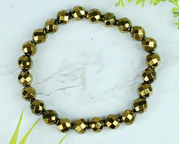 Pyrite Diamond Cut Bracelet | Natural Pyrite Crystal by Brahmatells