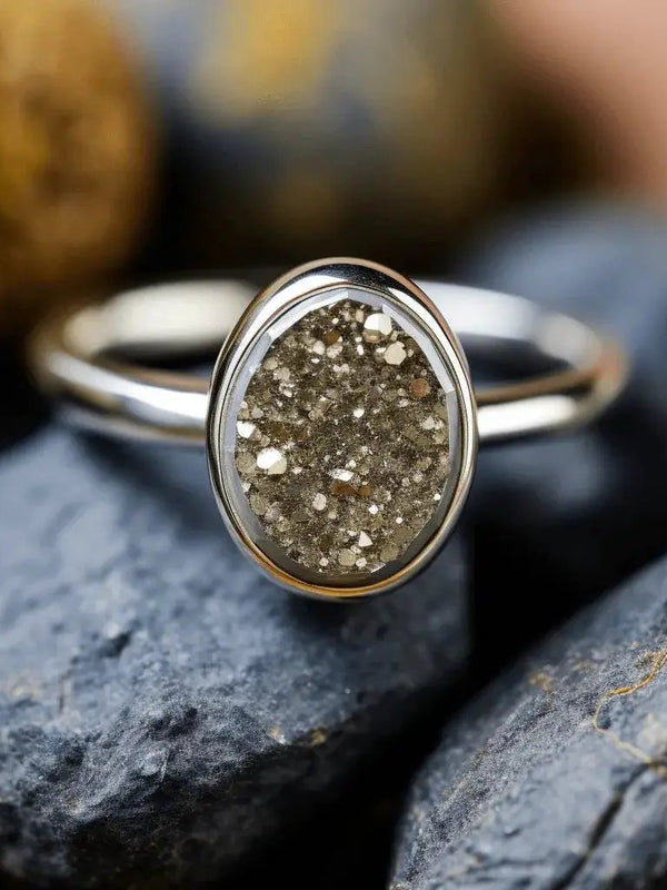 Pyrite Druzy Ring: Confidence & Prosperity Symbol | Brahmatells by Brahmatells