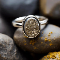 Pyrite Druzy Ring: Confidence & Prosperity Symbol | Brahmatells by Brahmatells