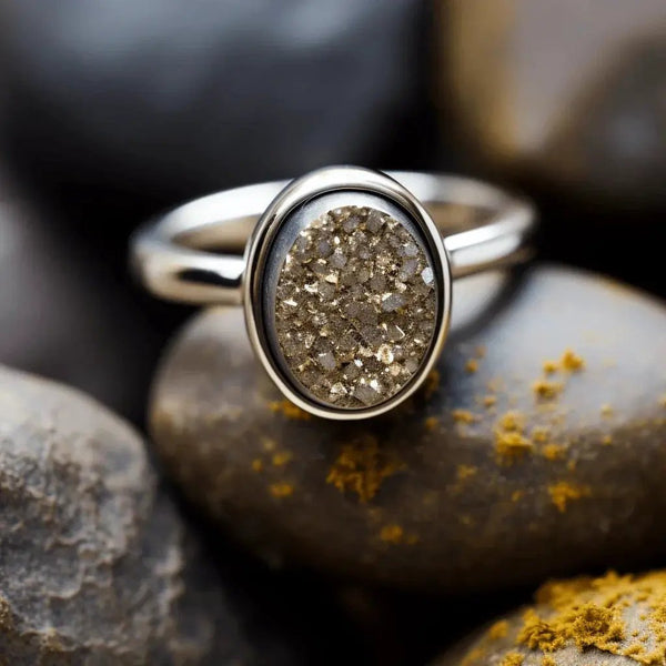 Pyrite Druzy Ring: Confidence & Prosperity Symbol | Brahmatells by Brahmatells