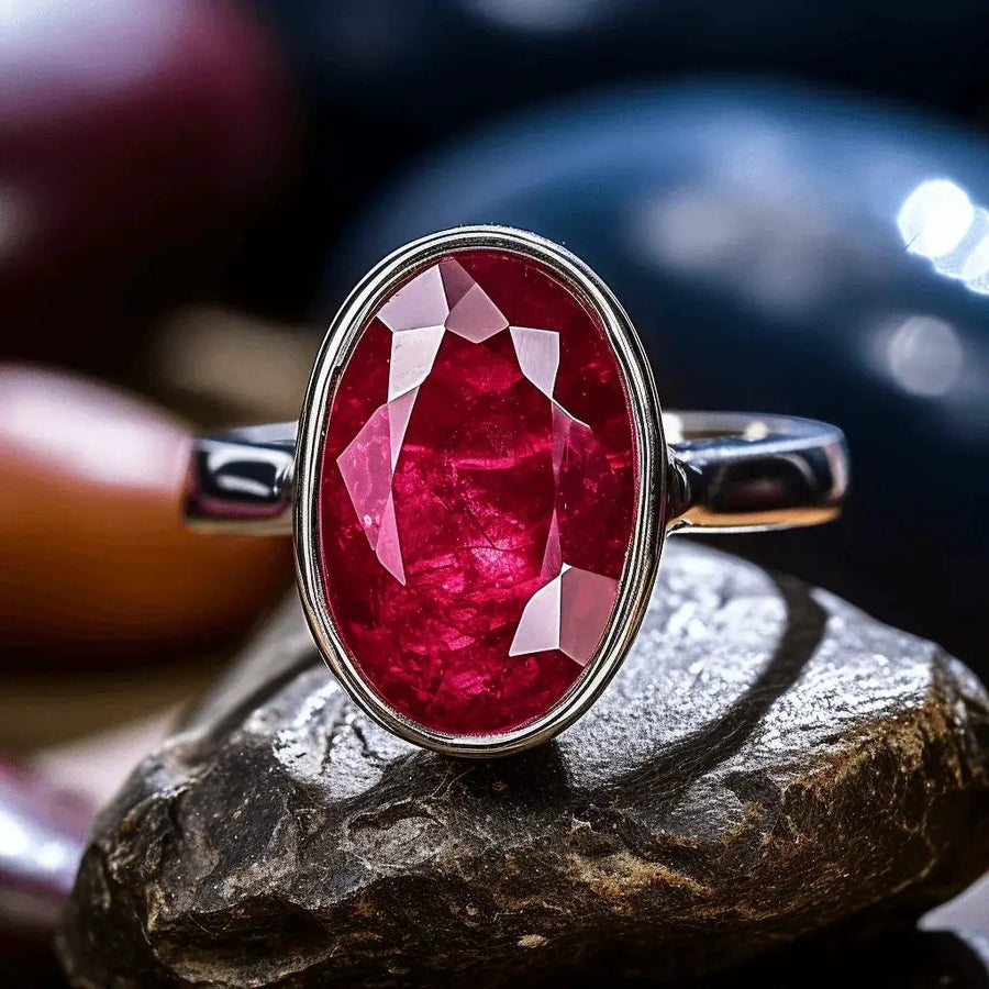 Radiant Wine-Red Ruby Manak Ring - Embrace the Sun's Power | Brahmatells by Brahmatells