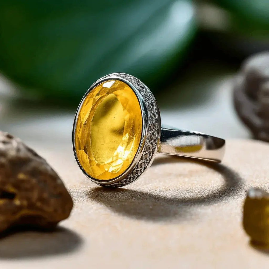 Radiant Yellow Sapphire Round Ring - Jupiter's Blessing | Brahmatells by Brahmatells