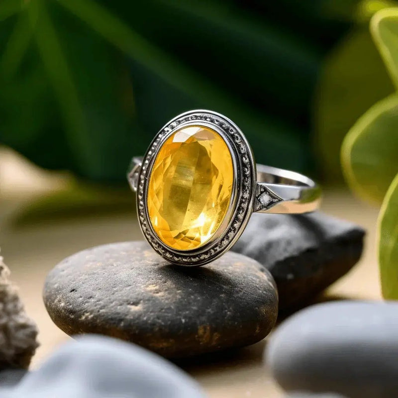 Radiant Yellow Sapphire Round Ring - Jupiter's Blessing | Brahmatells by Brahmatells
