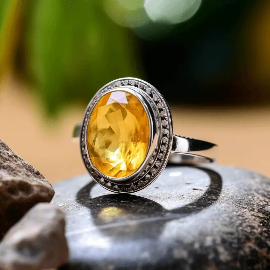 Radiant Yellow Sapphire Round Ring - Jupiter's Blessing | Brahmatells by Brahmatells