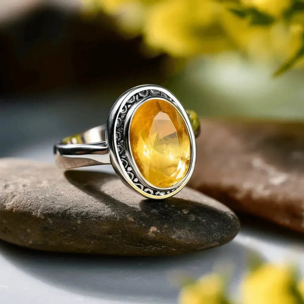 Radiant Yellow Sapphire Round Ring - Jupiter's Blessing | Brahmatells by Brahmatells