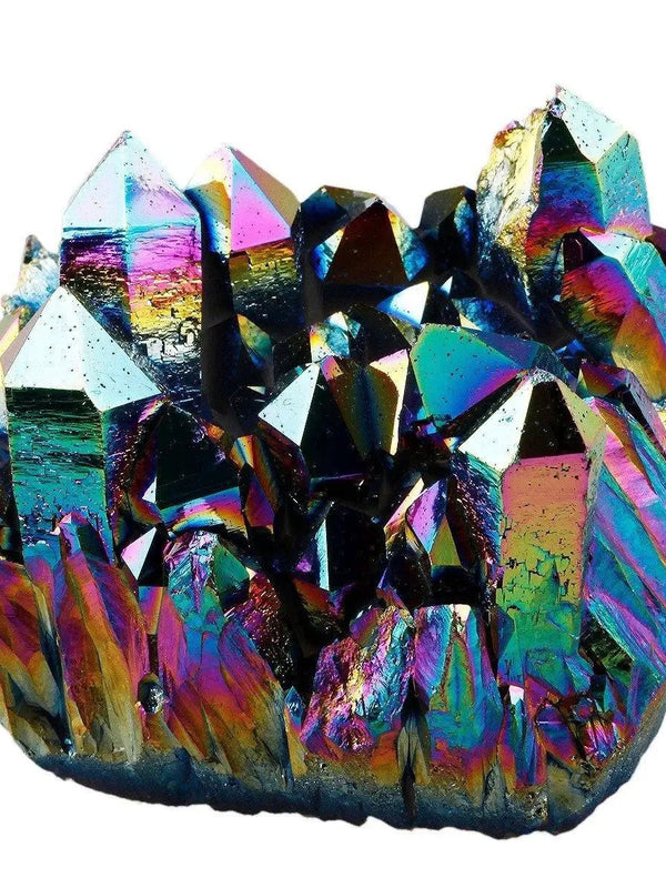 Rainbow Flame Aura Titanium Quartz Crystal Cluster by Brahmatells