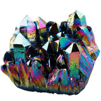 Rainbow Flame Aura Titanium Quartz Crystal Cluster by Brahmatells