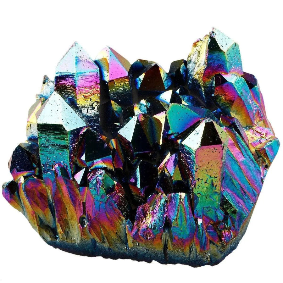 Rainbow Flame Aura Titanium Quartz Crystal Cluster by Brahmatells