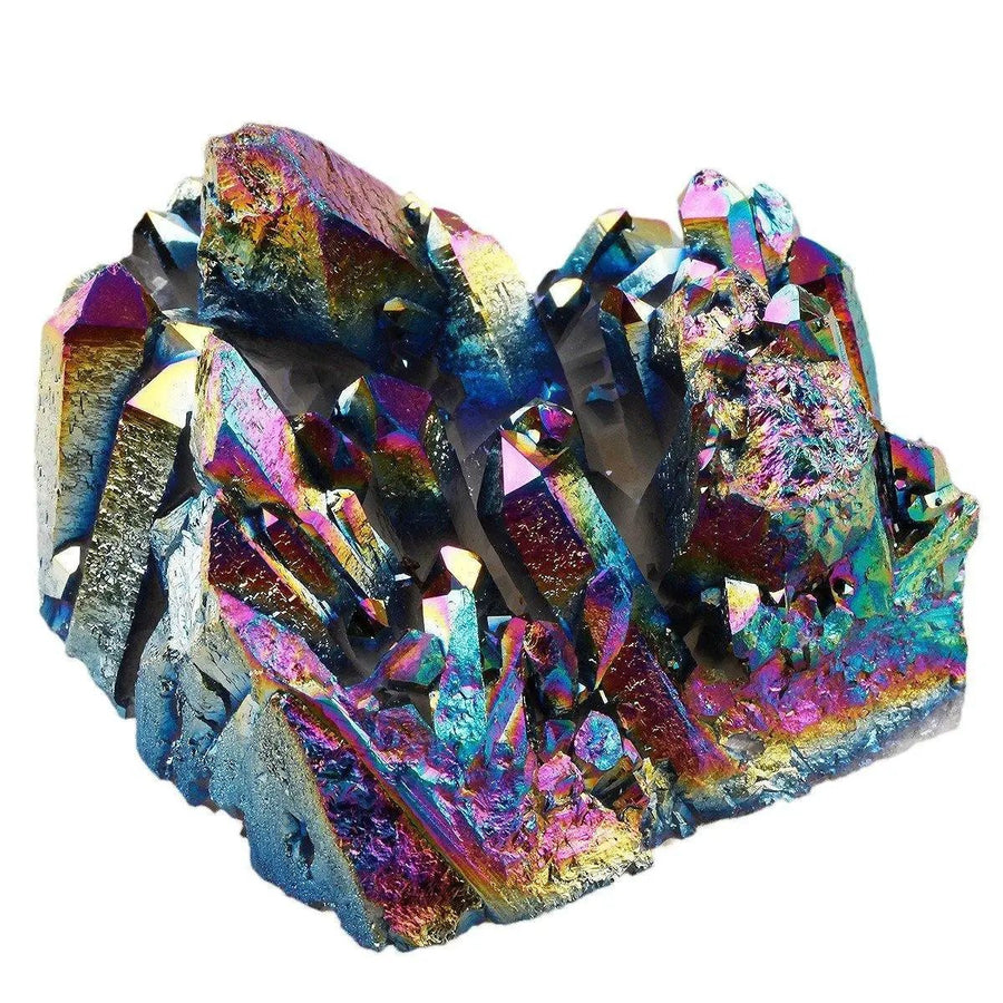 Rainbow Flame Aura Titanium Quartz Crystal Cluster by Brahmatells
