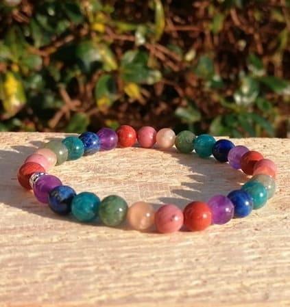 Rainbow Gemstone, Chakra Bracelet, Natural Crystals, Beaded Bracelet, Positive Energy, Balancing & Harmony, Yoga - BrahmatellsStore