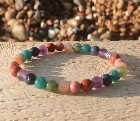 Rainbow Chakra Gemstone Bracelet | Natural Crystal Energy Jewelry by Brahmatells