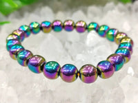 Rainbow Titanium Quartz Bracelet – 8mm Crystal Beads by Brahmatells