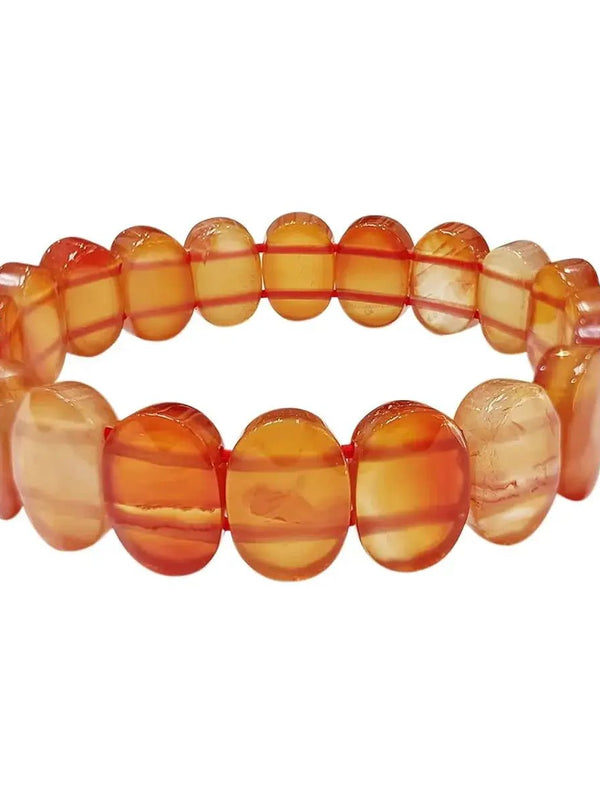 Red Carnelian Faceted Oval Bracelet – Unisex Crystal Jewelry by Brahmatells