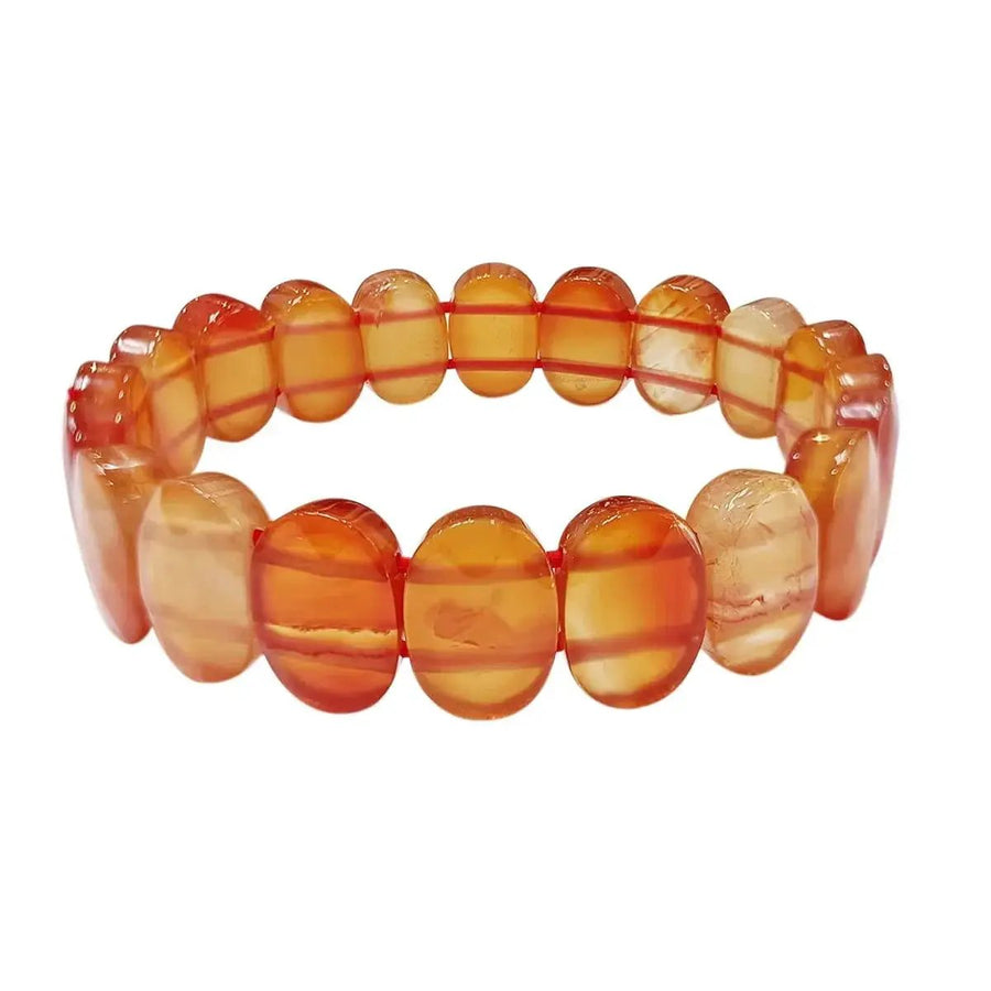 Red Carnelian Faceted Oval Bracelet – Unisex Crystal Jewelry by Brahmatells