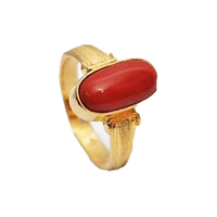 Red Coral Capsule-Crimson-Red Ring in Golden Setting | Brahmatells by Brahmatells