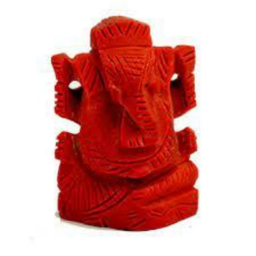 Red Coral Ganesha Idol for Prosperity & Protection | Brahmatells by Brahmatells