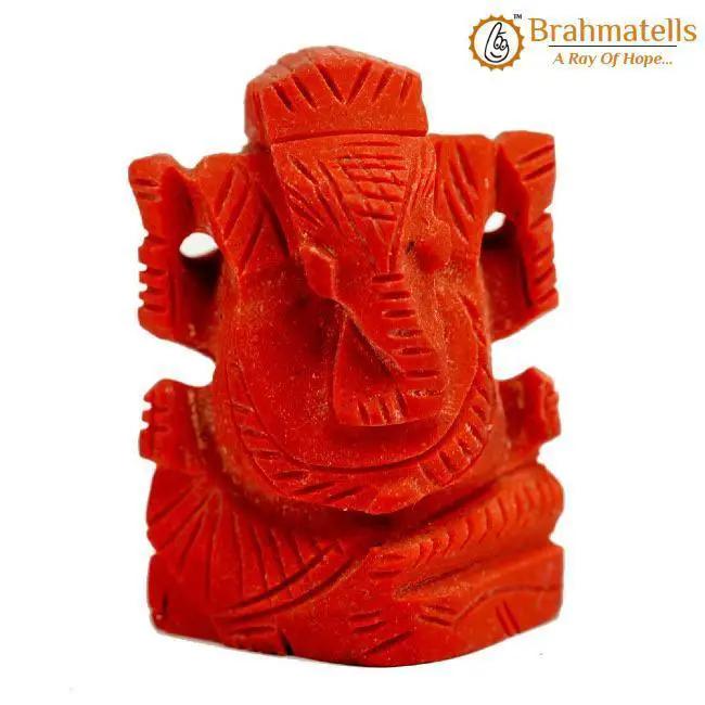 Red Coral Ganesha Idol for Prosperity & Protection | Brahmatells by Brahmatells