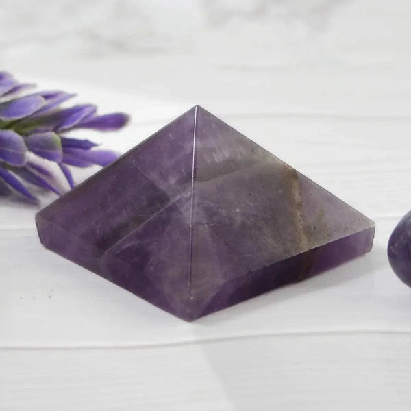 Reiki Crystal Products Natural Crystal Stone Amethyst Pyramid, Standard, Purple. by Brahmatells
