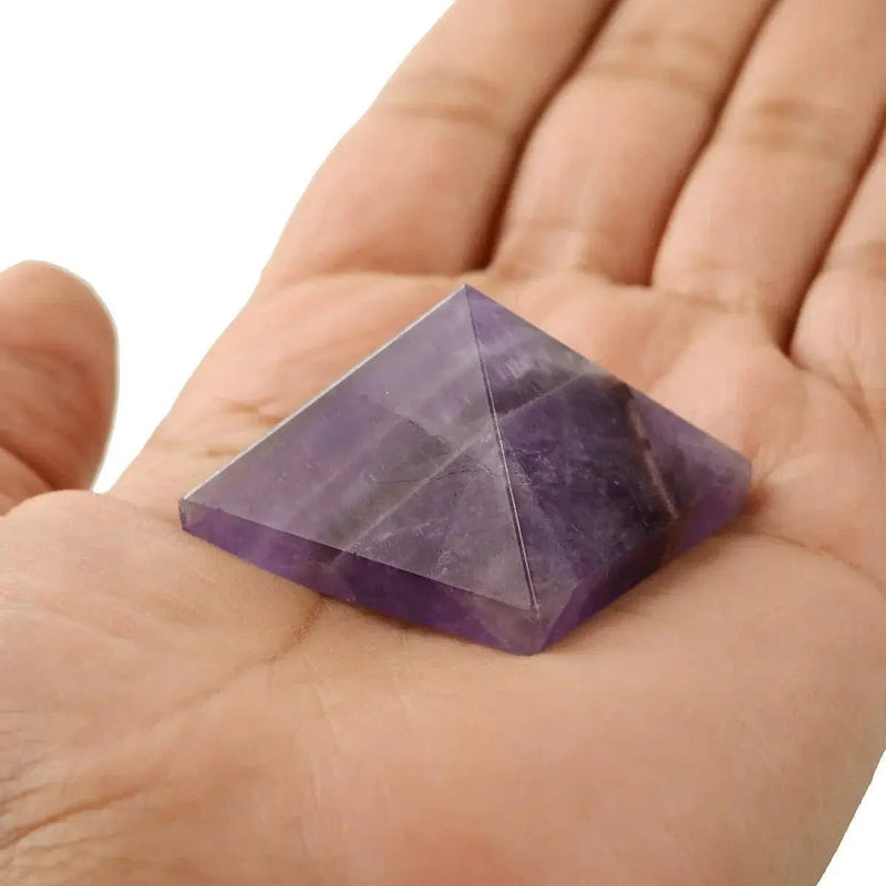 Reiki Crystal Products Natural Crystal Stone Amethyst Pyramid, Standard, Purple. by Brahmatells