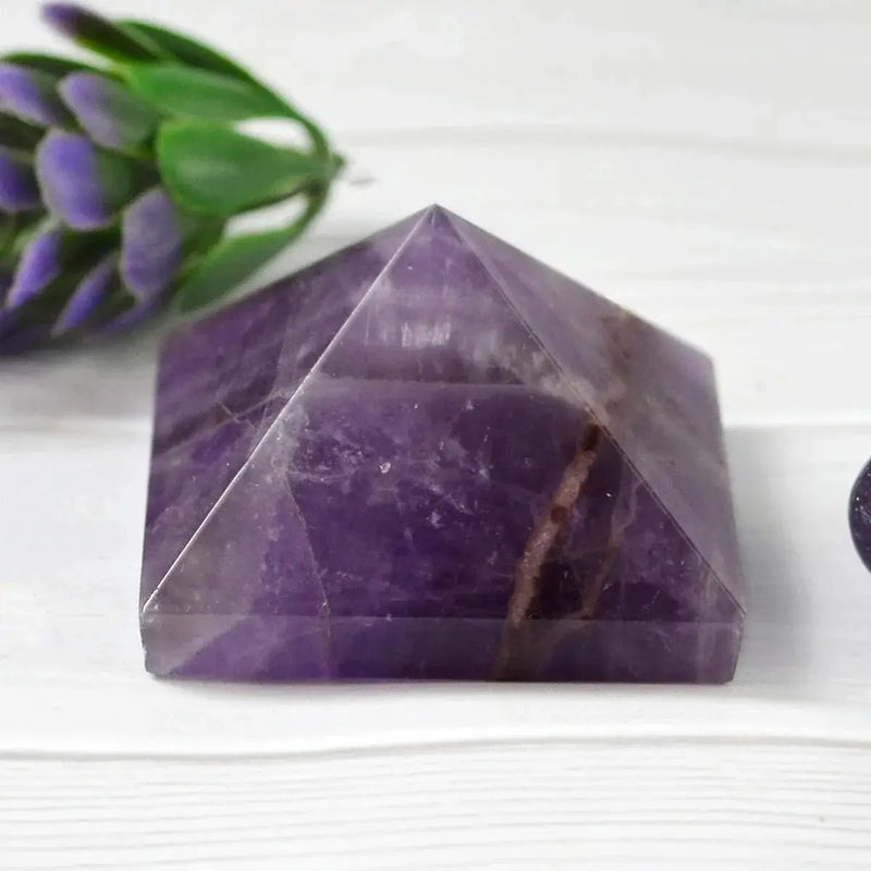 Reiki Crystal Products Natural Crystal Stone Amethyst Pyramid, Standard, Purple. by Brahmatells