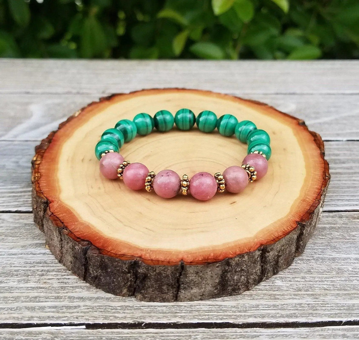 Rhodonite & Malachite Bracelet – Heart-Centered Crystal Design by Brahmatells