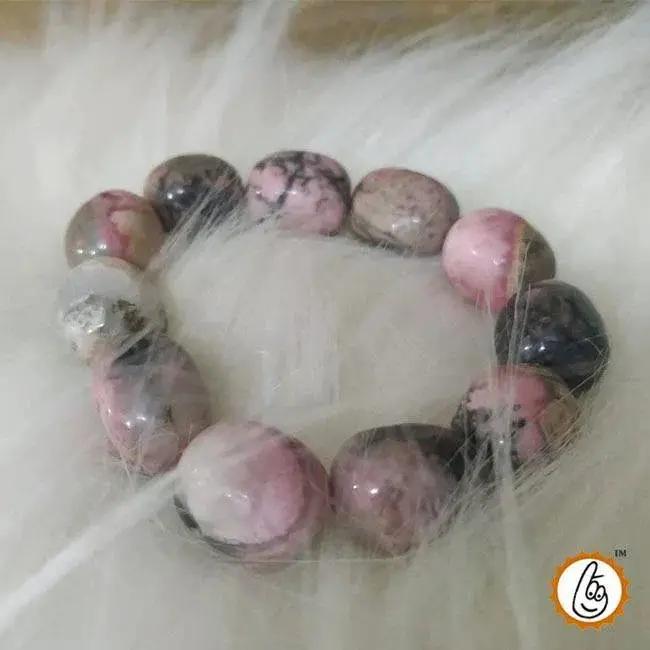 Rhodonite Tumble Bracelet – Natural Pink Gemstone Accessory by Brahmatells