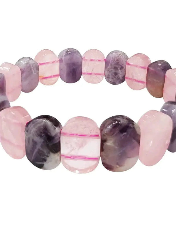 Rose Quartz Amethyst Oval Faceted Bracelet | Love & Calm | Brahmatells by Brahmatells