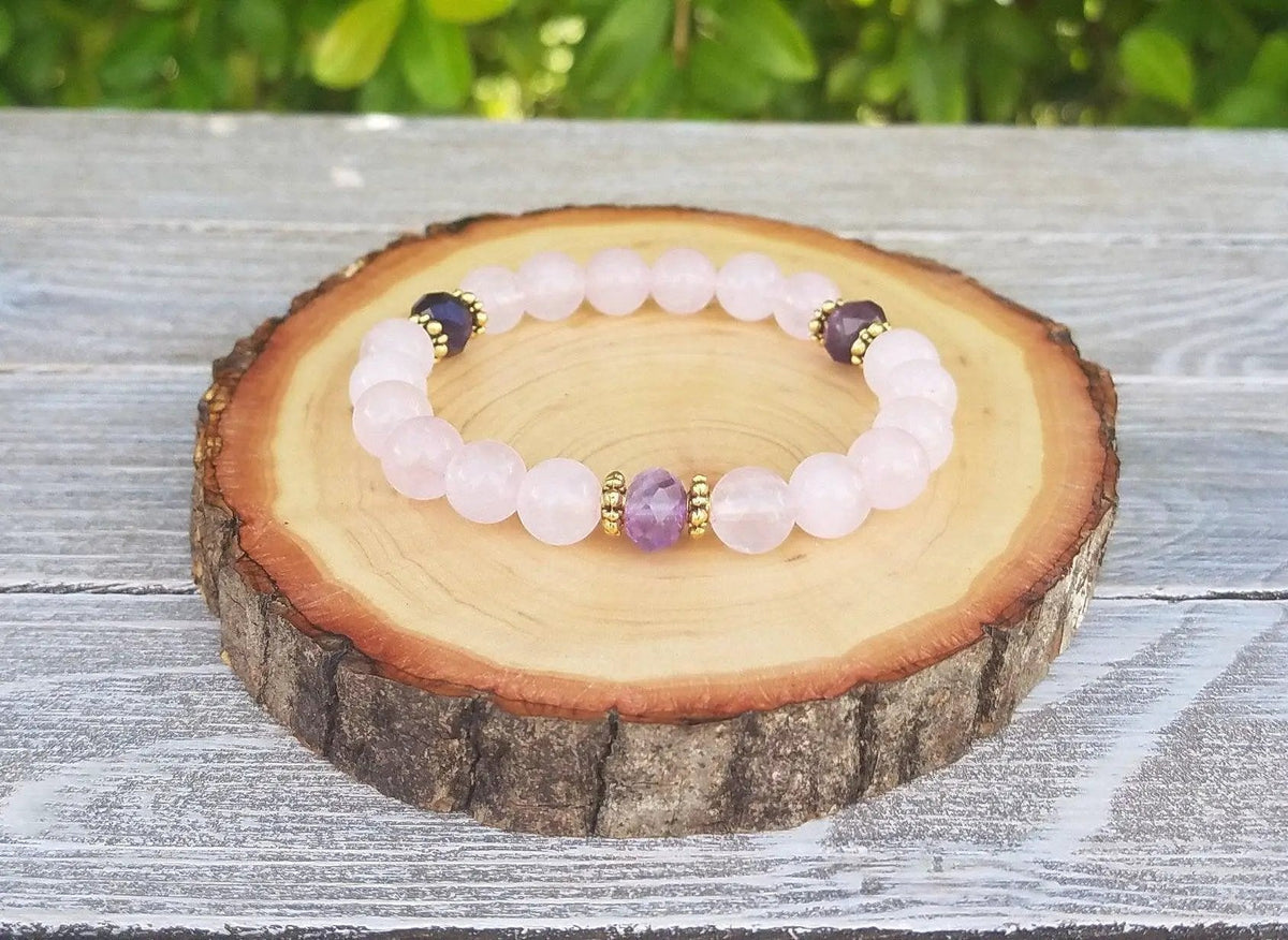Rose Quartz & Amethyst Love Attraction Bracelet | Brahmatells by Brahmatells