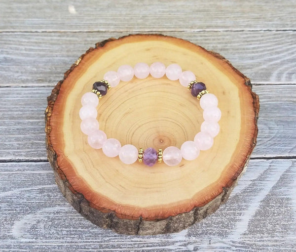 Rose Quartz & Amethyst Love Attraction Bracelet | Brahmatells by Brahmatells